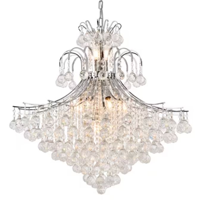 CRYSTAL BALL15 LIGHT CHANDELIER 31"