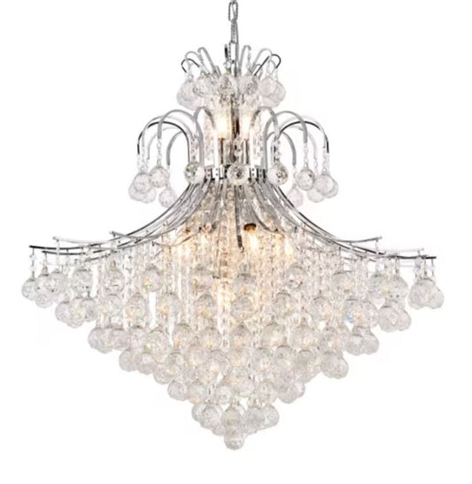 CRYSTAL BALL15 LIGHT CHANDELIER 31"