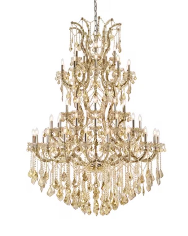 "La Grande Dame" 54"W x 72"H Maria Theresa with Golden Teak Crystal