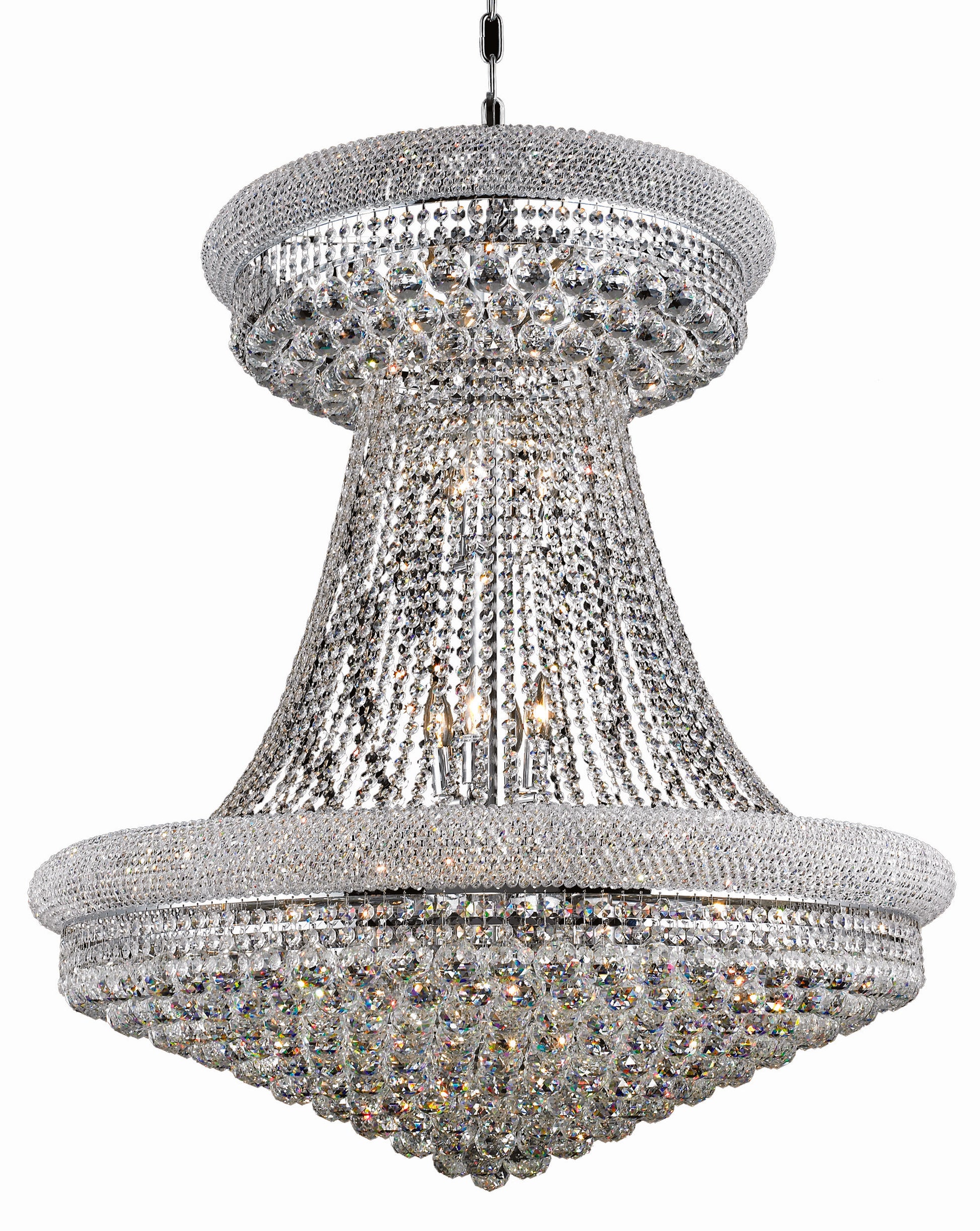 28 Light 36 inch Silver Finish with Clear Crystal Chandelier 