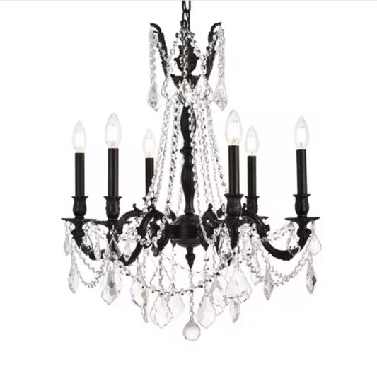 23" Brass Cast Chandelier with Dark Bronze Finish