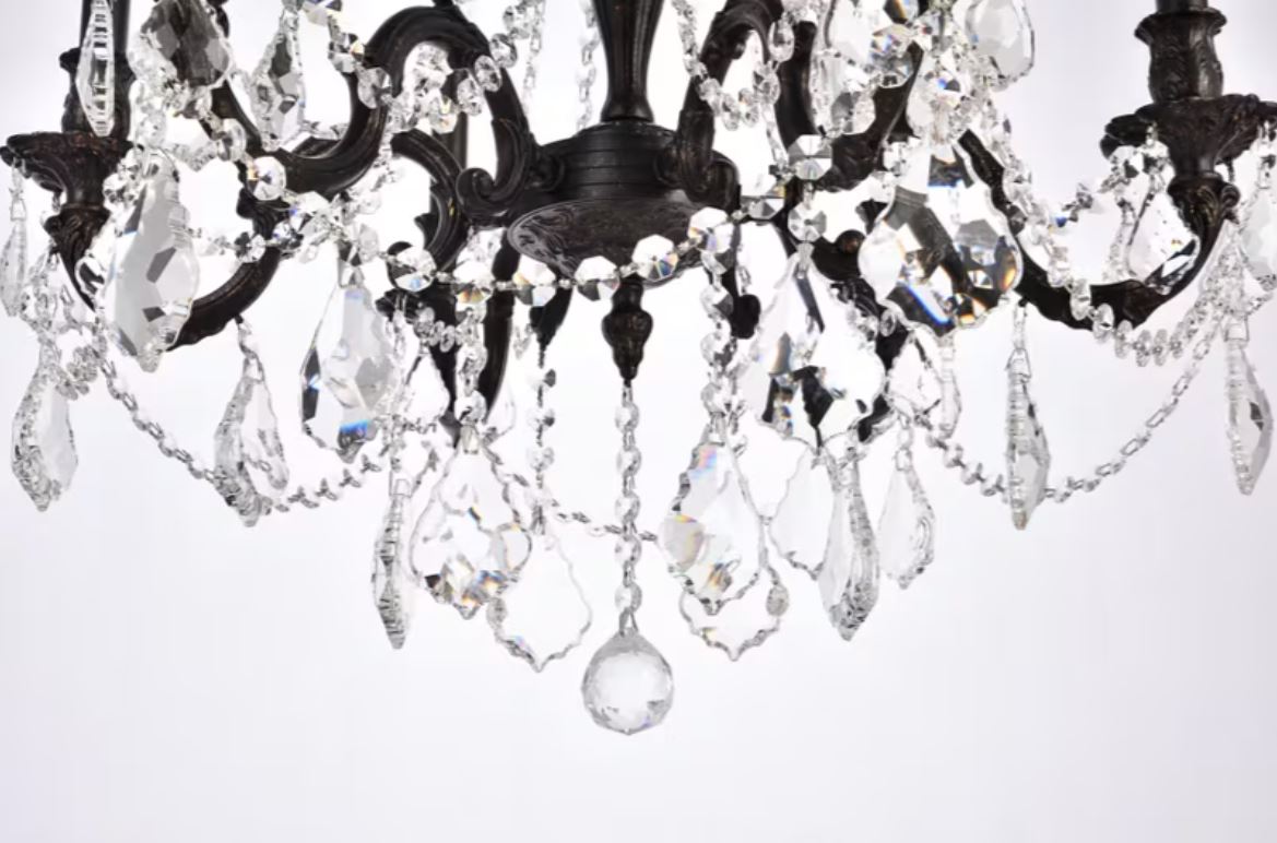 23" Brass Cast Chandelier with Dark Bronze Finish