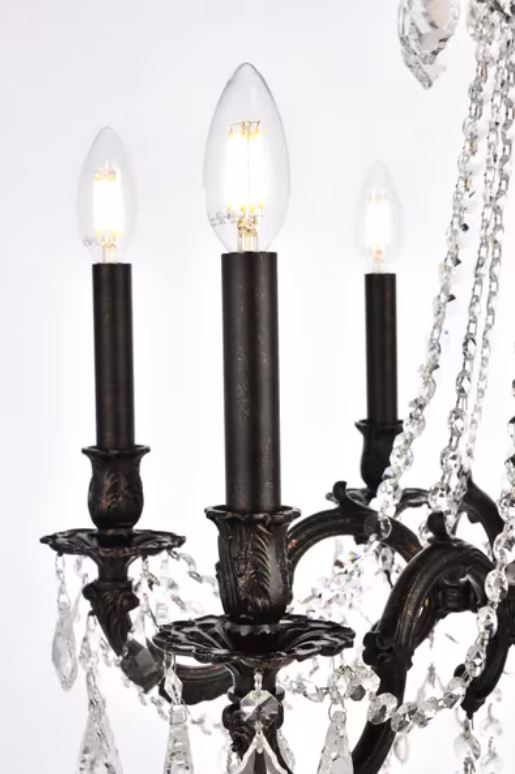 23" Brass Cast Chandelier with Dark Bronze Finish