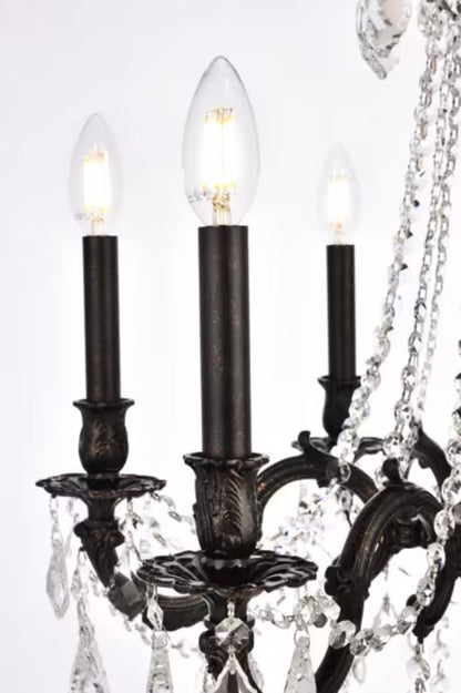 23" Brass Cast Chandelier with Dark Bronze Finish
