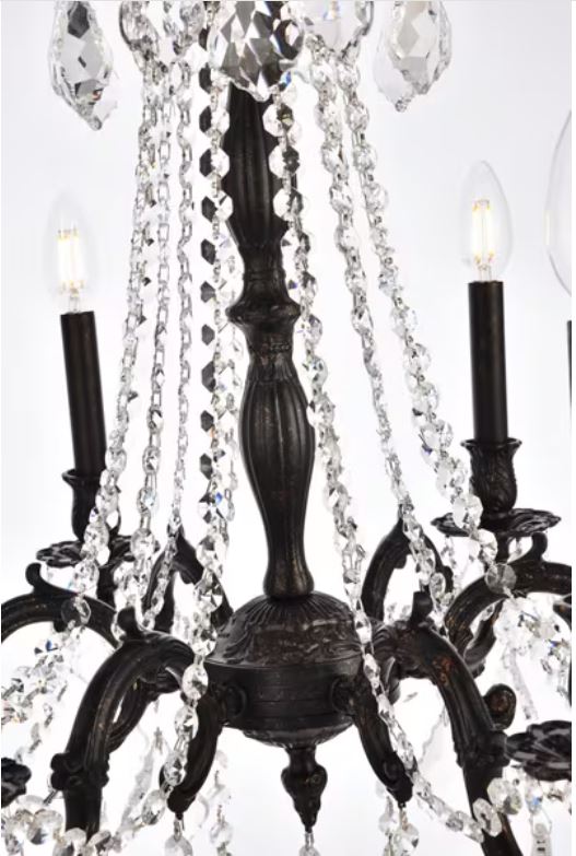 23" Brass Cast Chandelier with Dark Bronze Finish