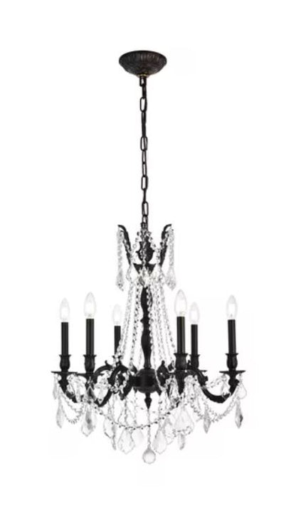 23" Brass Cast Chandelier with Dark Bronze Finish