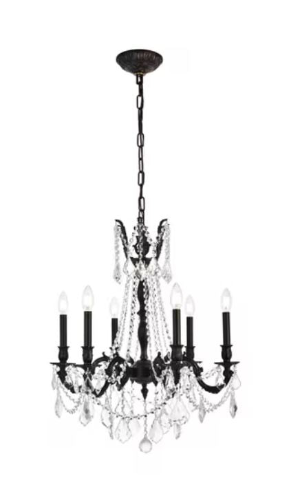 23" Brass Cast Chandelier with Dark Bronze Finish