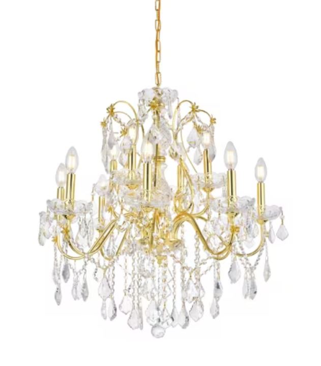 28" CLASSIC CRYSTAL 12 LIGHT CHANDELIER 