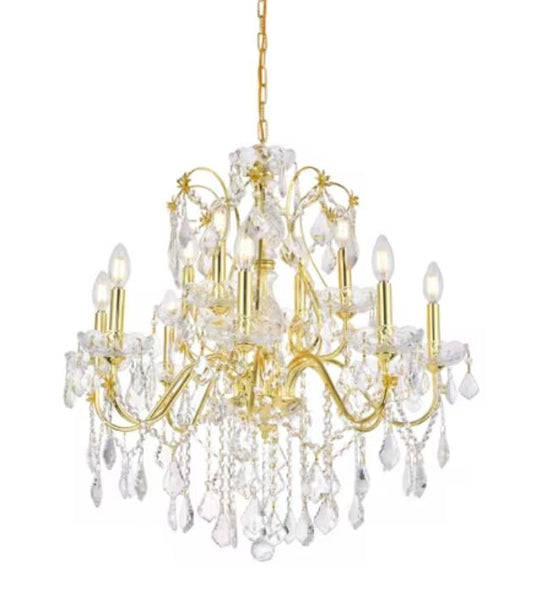 28" CLASSIC CRYSTAL 12 LIGHT CHANDELIER 