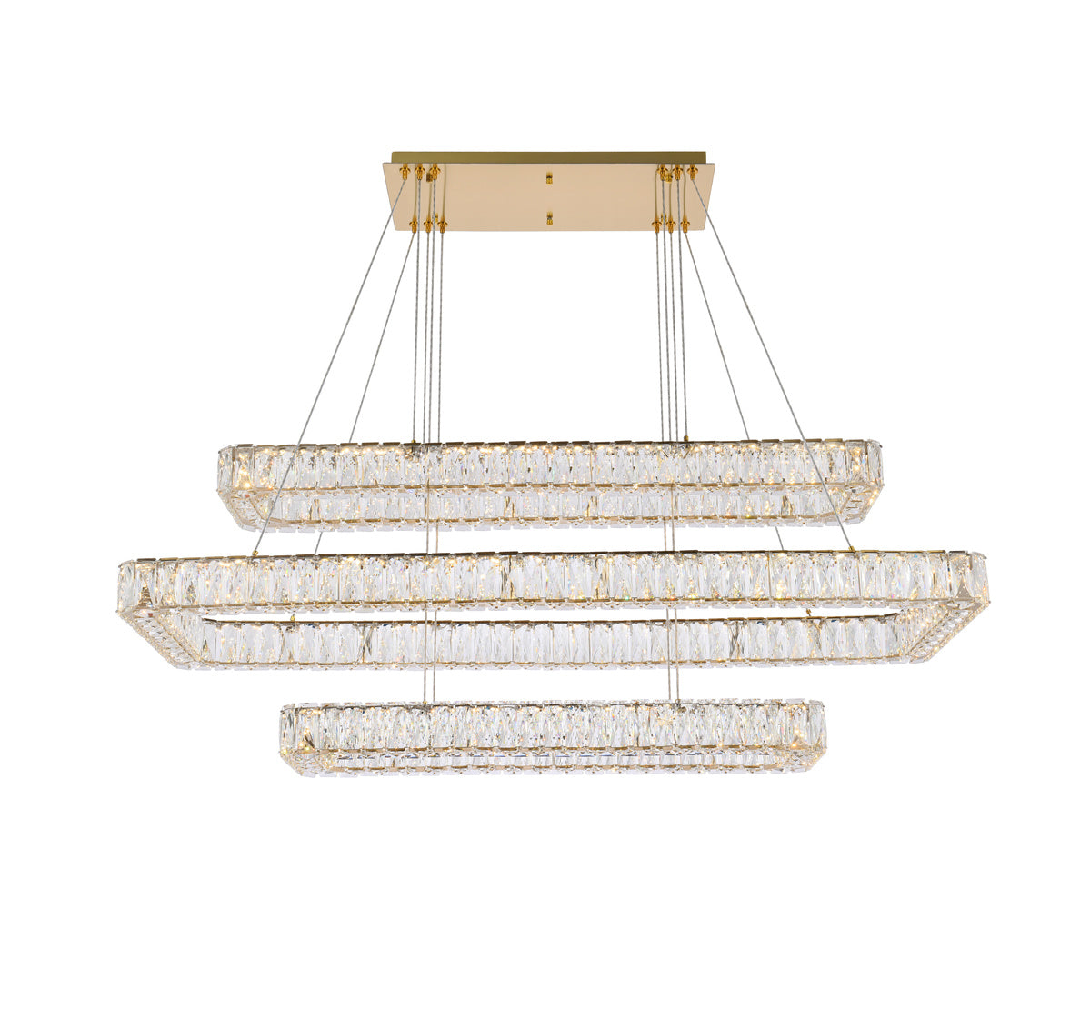  50 inch LED triple rectangle pendant in gold