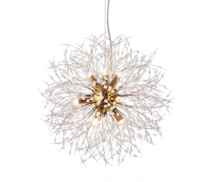 18" Crystal Pendant Bright Gold Finish