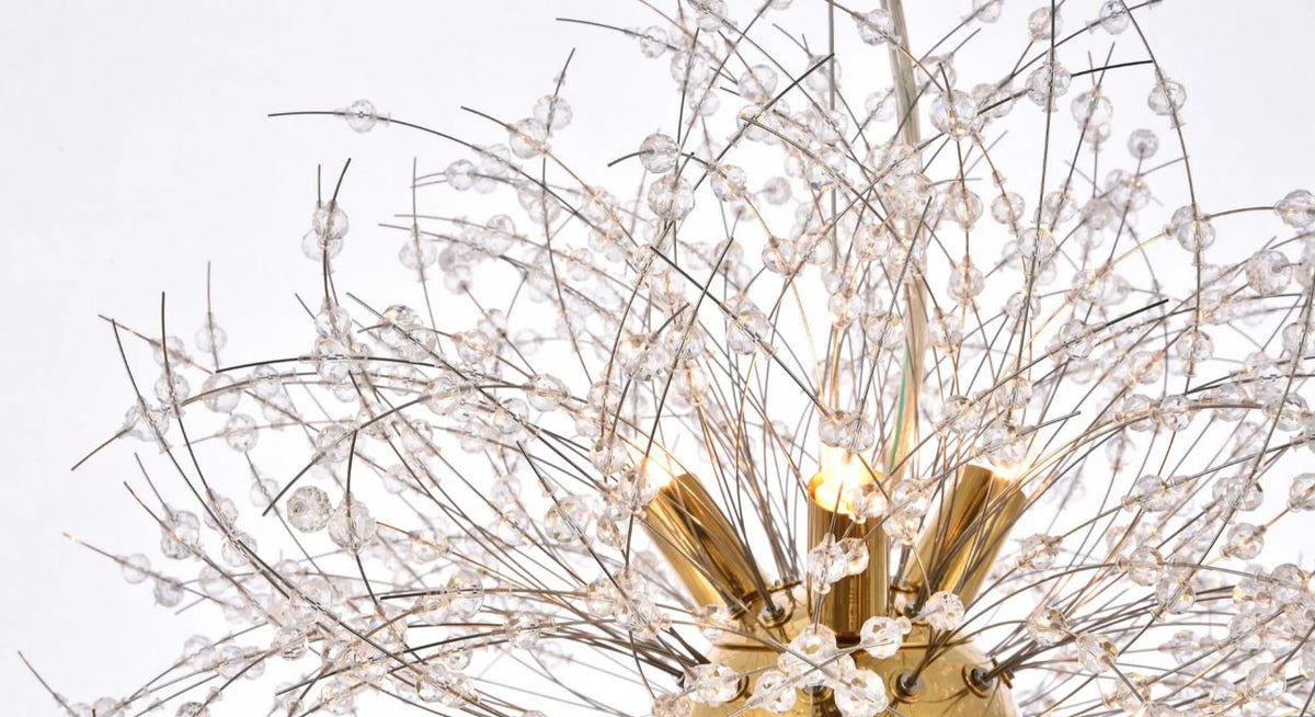 18" Crystal Pendant Bright Gold Finish