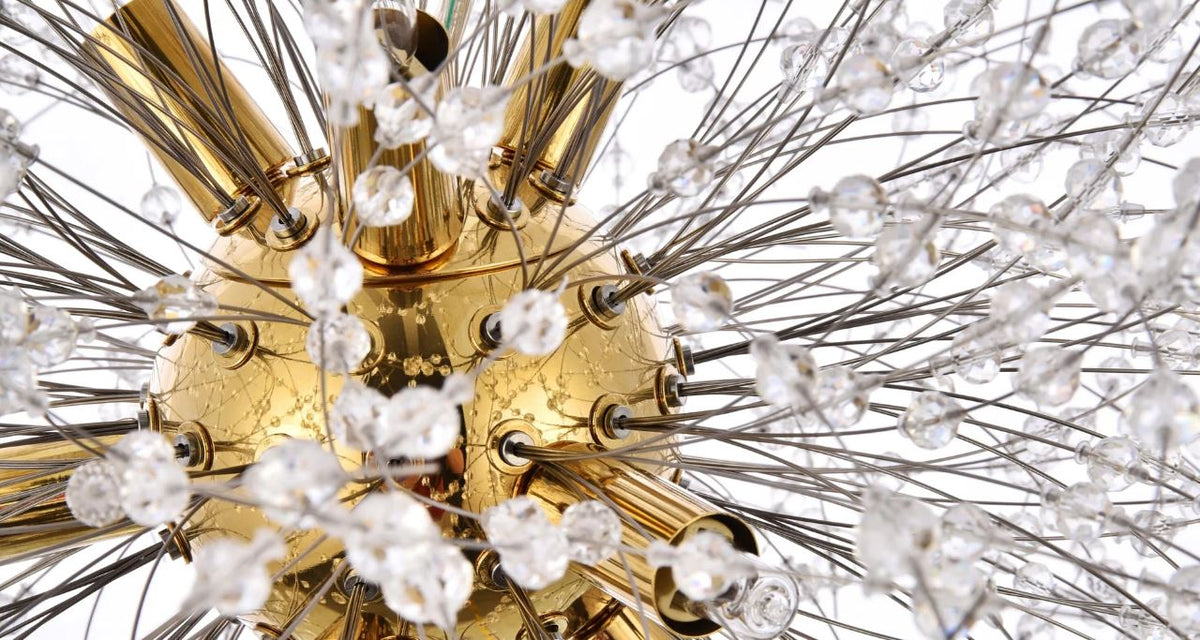 18" Crystal Pendant Bright Gold Finish