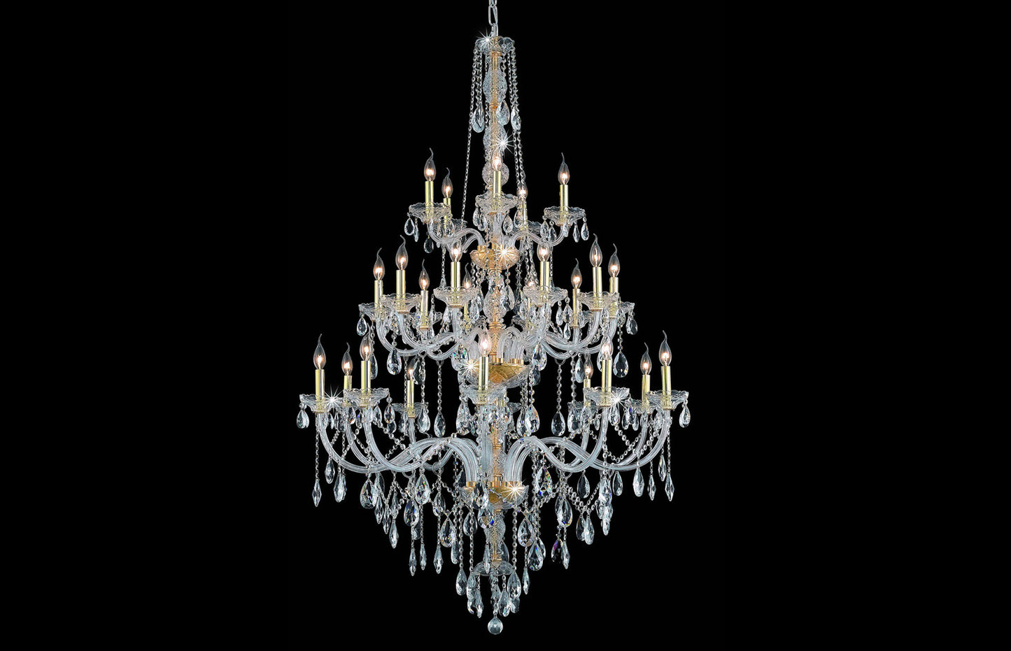 25 light Gold Chandelier Clear Royal Cut Crystal
