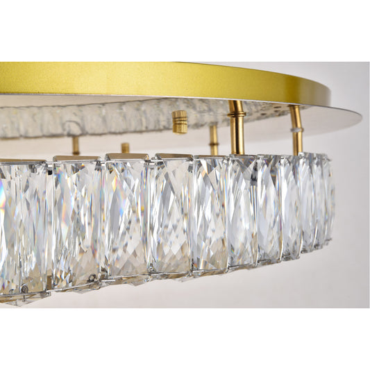 34" Crystal Flushmount with Warm Brass Finish