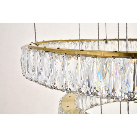 Oval Integrated LED Chandelier Clear Royal Cut Crystal Gold Finish