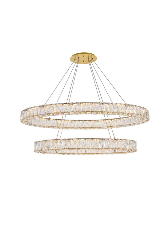 Oval Integrated LED Chandelier Clear Royal Cut Crystal Gold Finish
