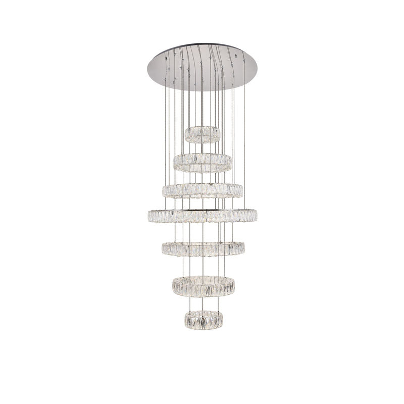 Monroe Integrated LED 7 RING Chrome Chandelier