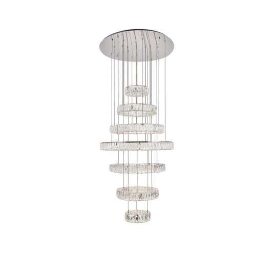 Monroe Integrated LED 7 RING Chrome Chandelier
