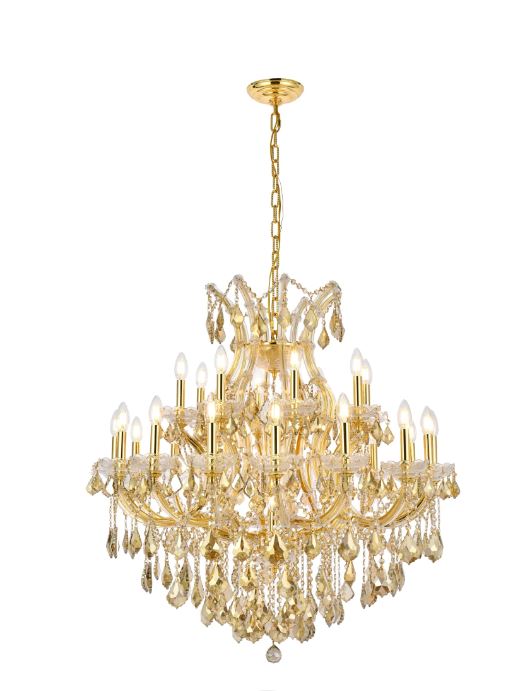 36" MARIA THERESA CHANDLIER WITH GOLDEN TEAK CRYSTAL