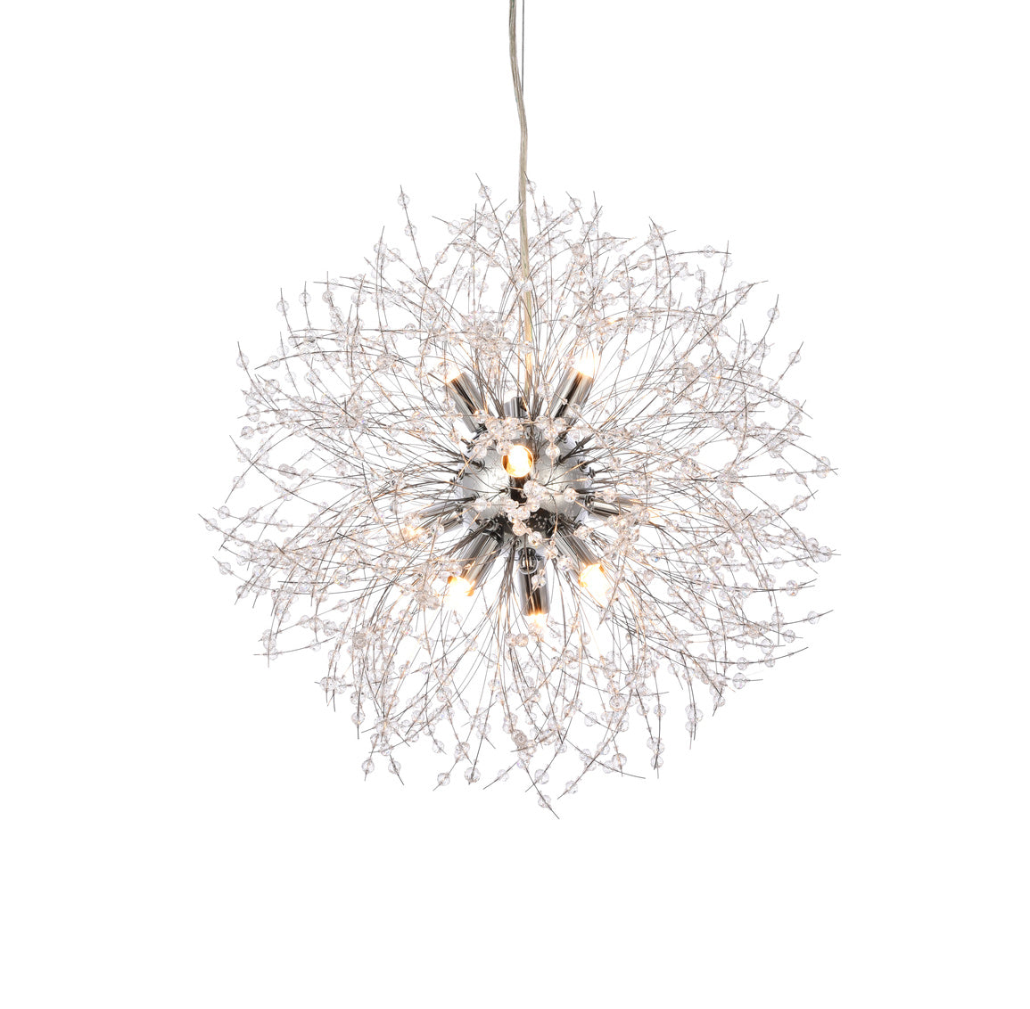 9 light Chrome and Clear Crystal Pendant Lamp