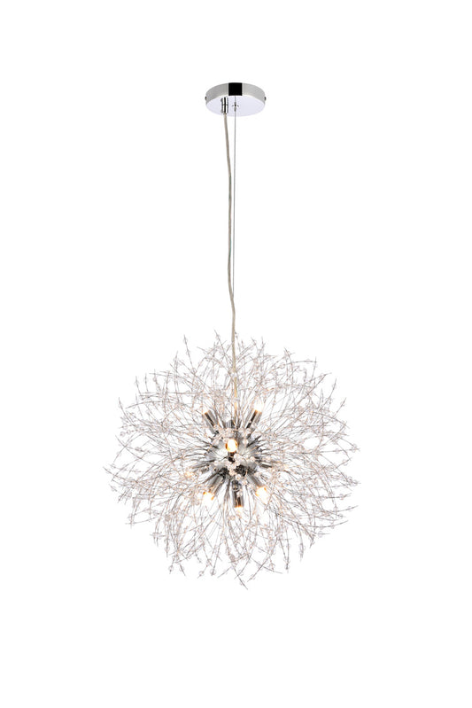 9 light Chrome and Clear Crystal Pendant Lamp