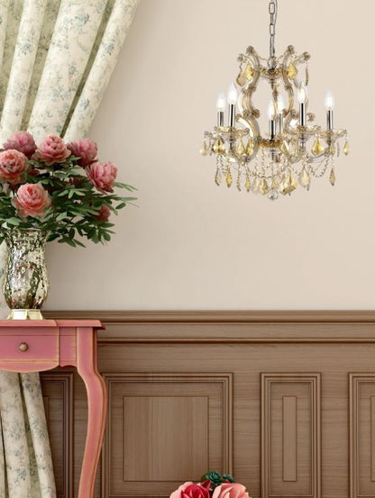 20" Maria Theresa Chandelier Golden Teak Crystal  6Lt