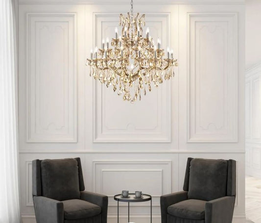 Maria Theresa 44" 37 Light Golden Teak Crystal