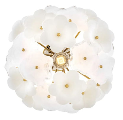 16" White Glass & Ceramic Blossoms Mini Chandelier