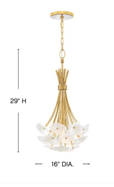 16" White Glass & Ceramic Blossoms Mini Chandelier