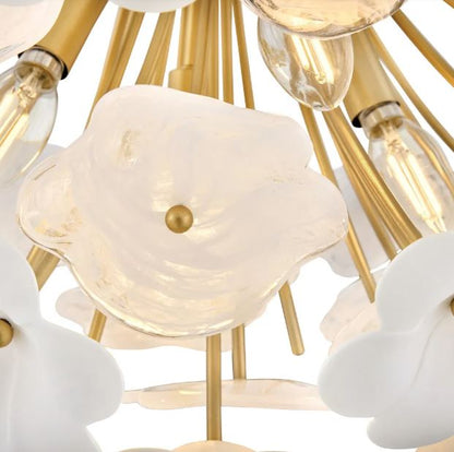White Glass-and-Ceramic 22" Semi Flush