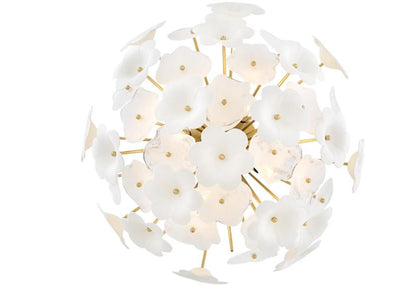 White Glass-and-Ceramic 22" Semi Flush