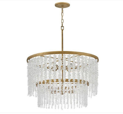 Brush Gold Crystal Crustered Pendant