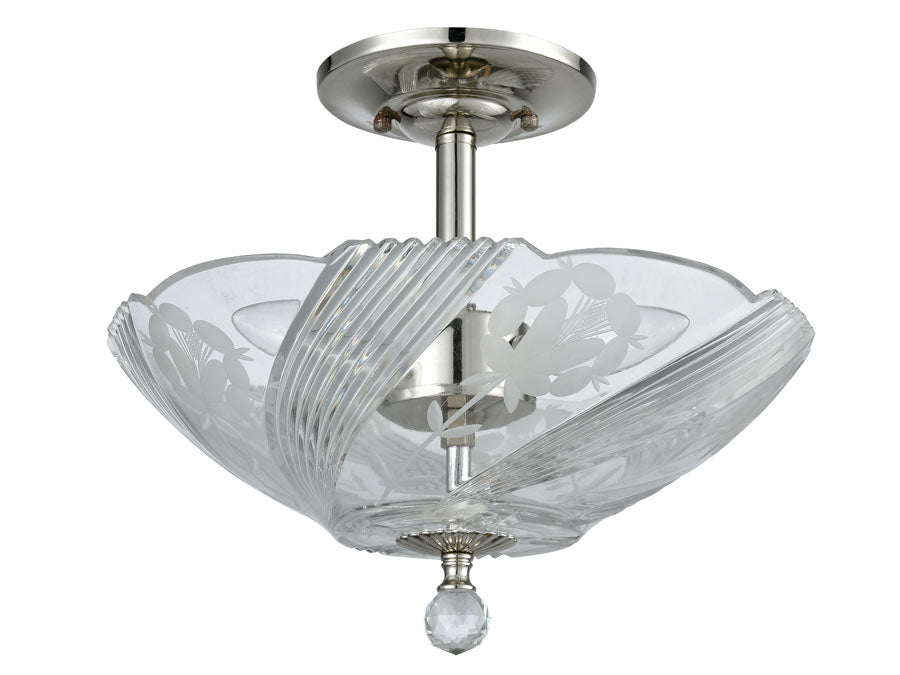 Grove Park 13"W Crystal Flush Mount
