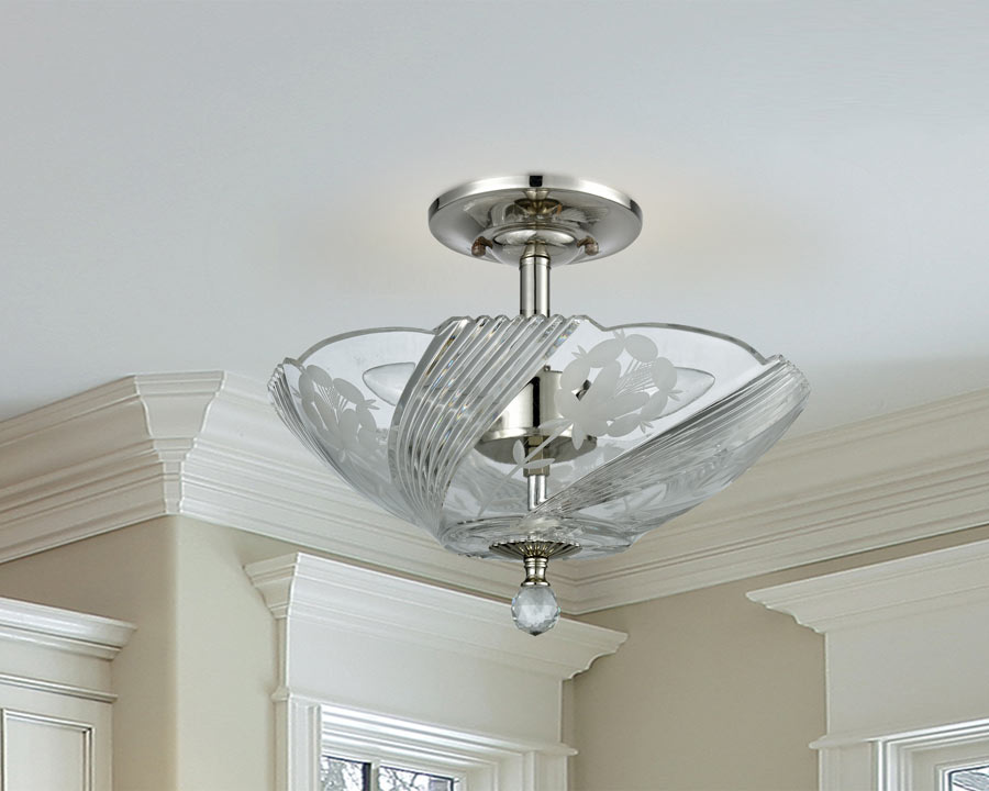 Grove Park 13"W Crystal Flush Mount