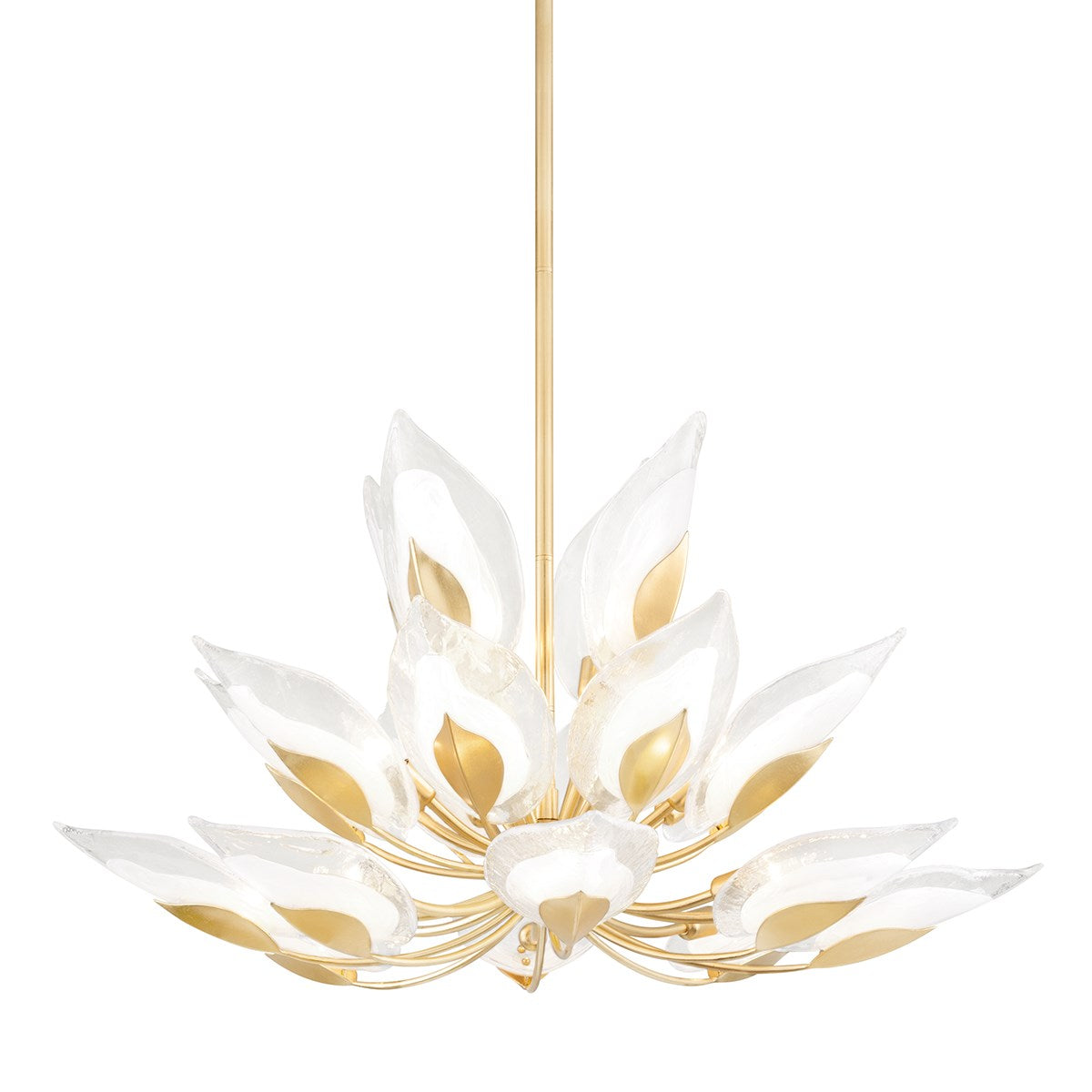 Blossom 20 light gold leaf chandelier 