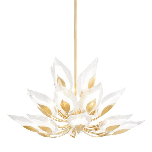 Blossom 20 light gold leaf chandelier 