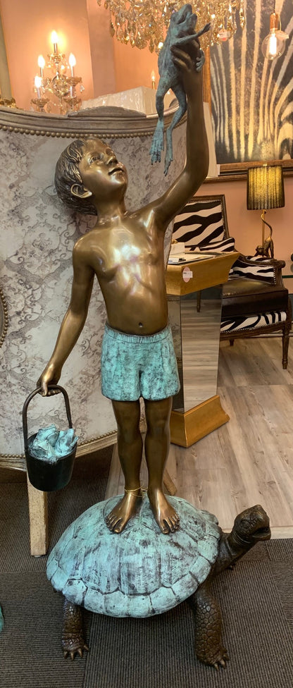 BOY WITH FROGS IN BUCKET (CAST IN BRONZE-FOUNTAIN)