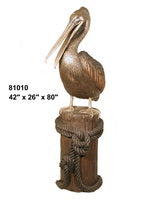 PELICAN ON A LOG   (CAST IN BRONZE)