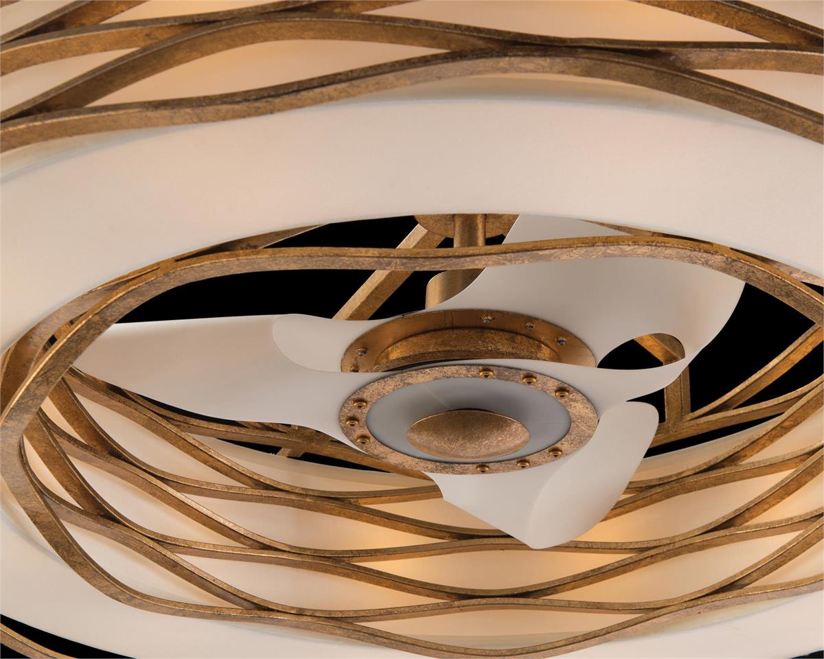 Ribbons of Gold Twelve-Light Pendant with Fan