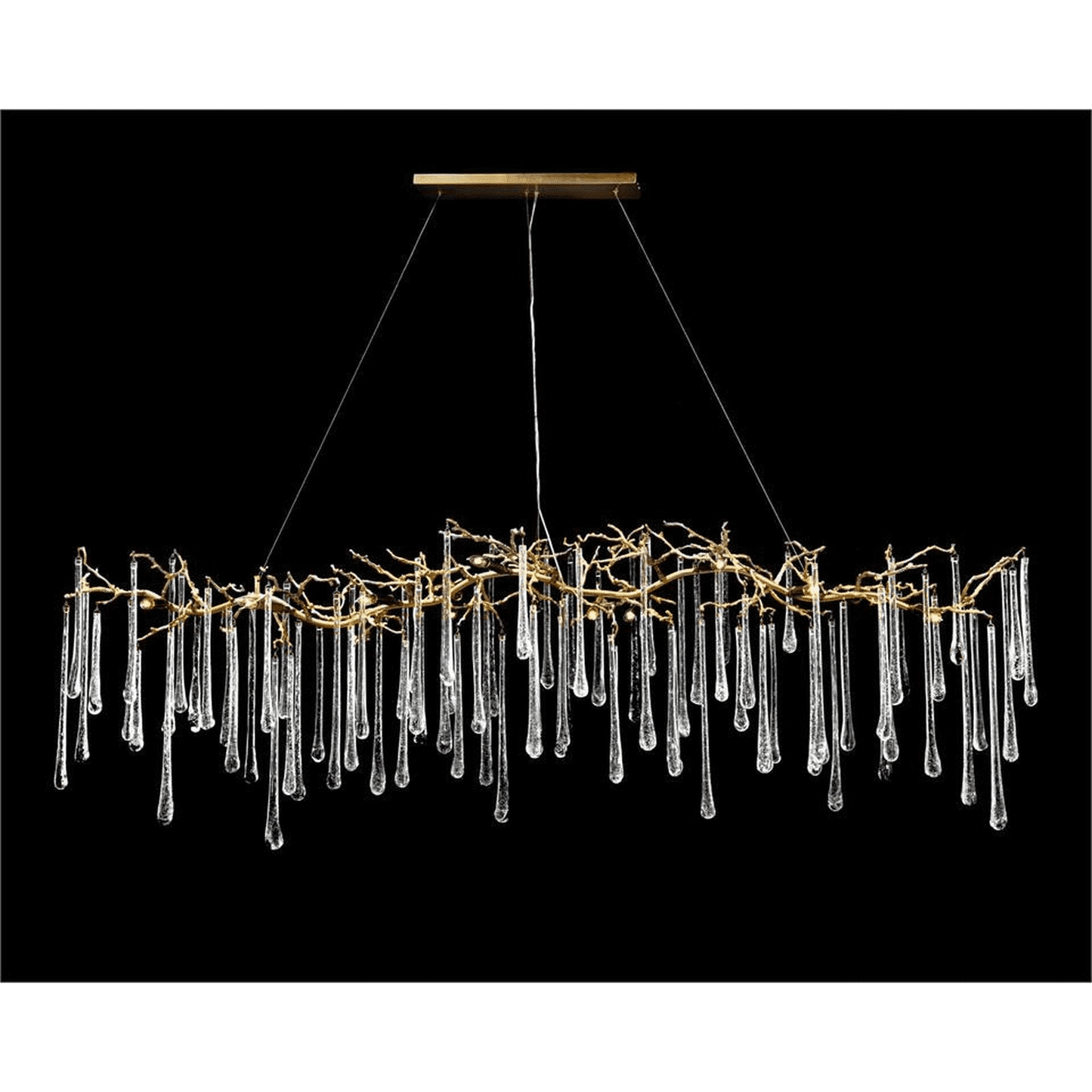 Glass Teardrop Fourteen-Light Horizontal Chandelier