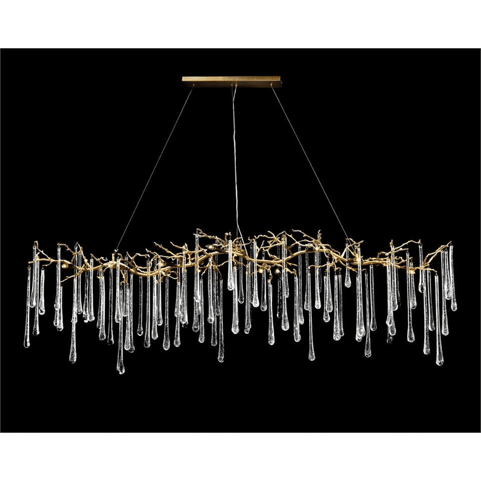 Glass Teardrop Fourteen-Light Horizontal Chandelier