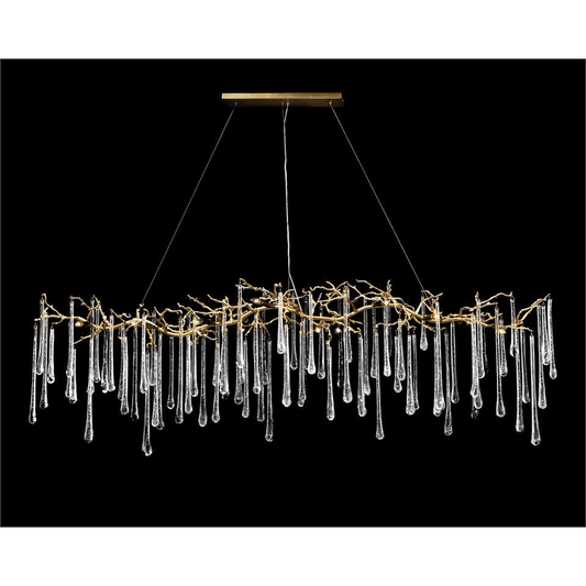 Glass Teardrop Fourteen-Light Horizontal Chandelier