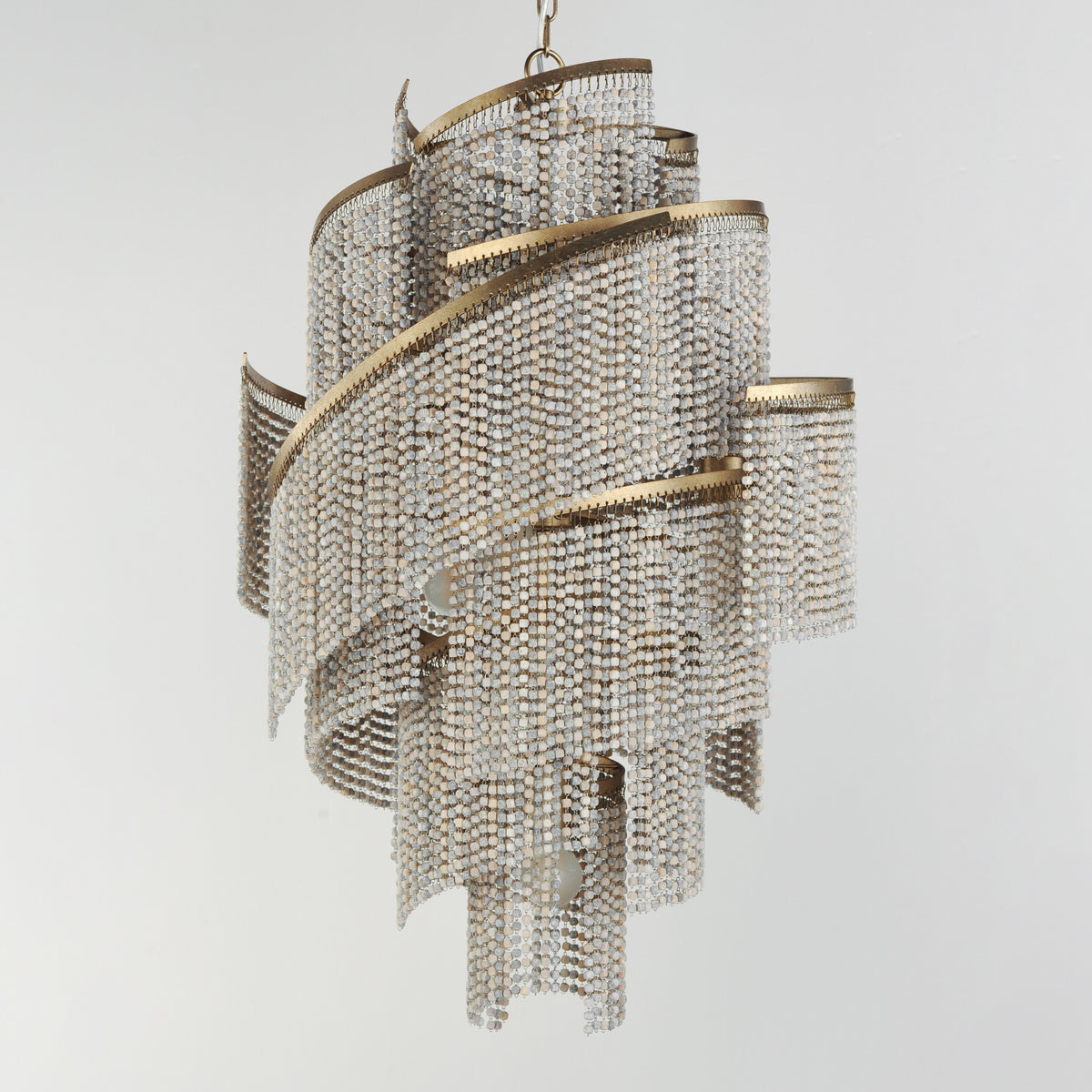 7 Light Cascading Wooden Beaded Chandelier