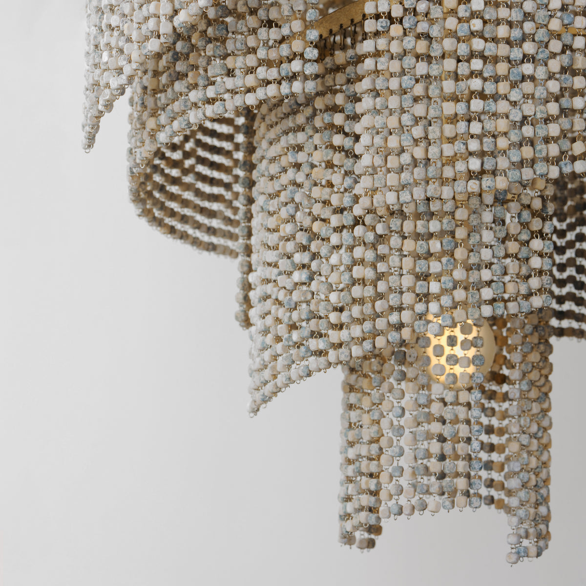 7 Light Cascading Wooden Beaded Chandelier