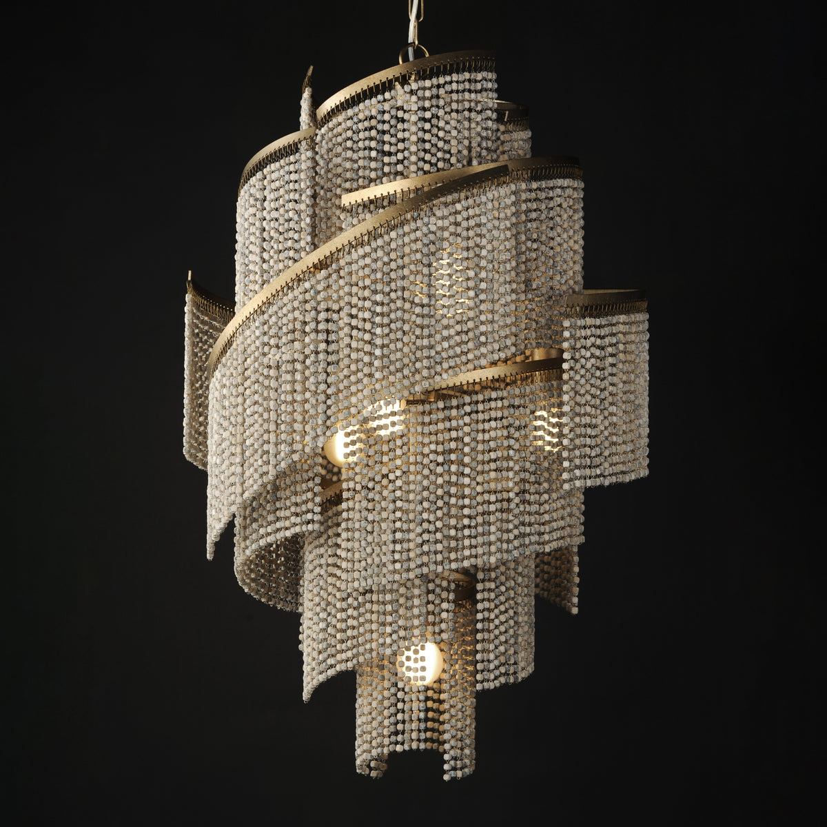7 Light Cascading Wooden Beaded Chandelier