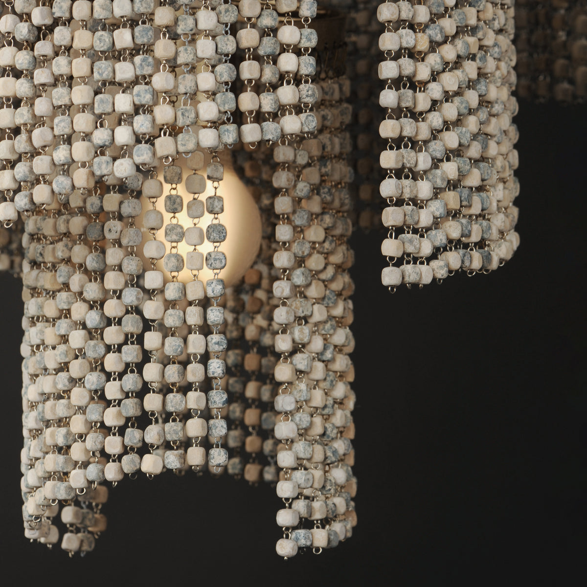 7 Light Cascading Wooden Beaded Chandelier