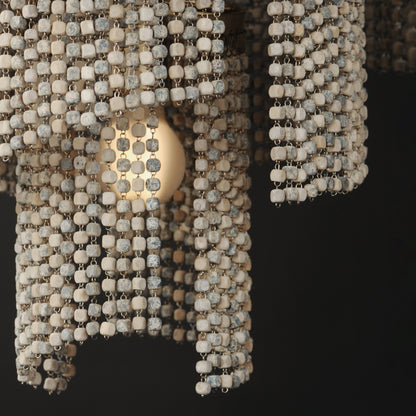 7 Light Cascading Wooden Beaded Chandelier