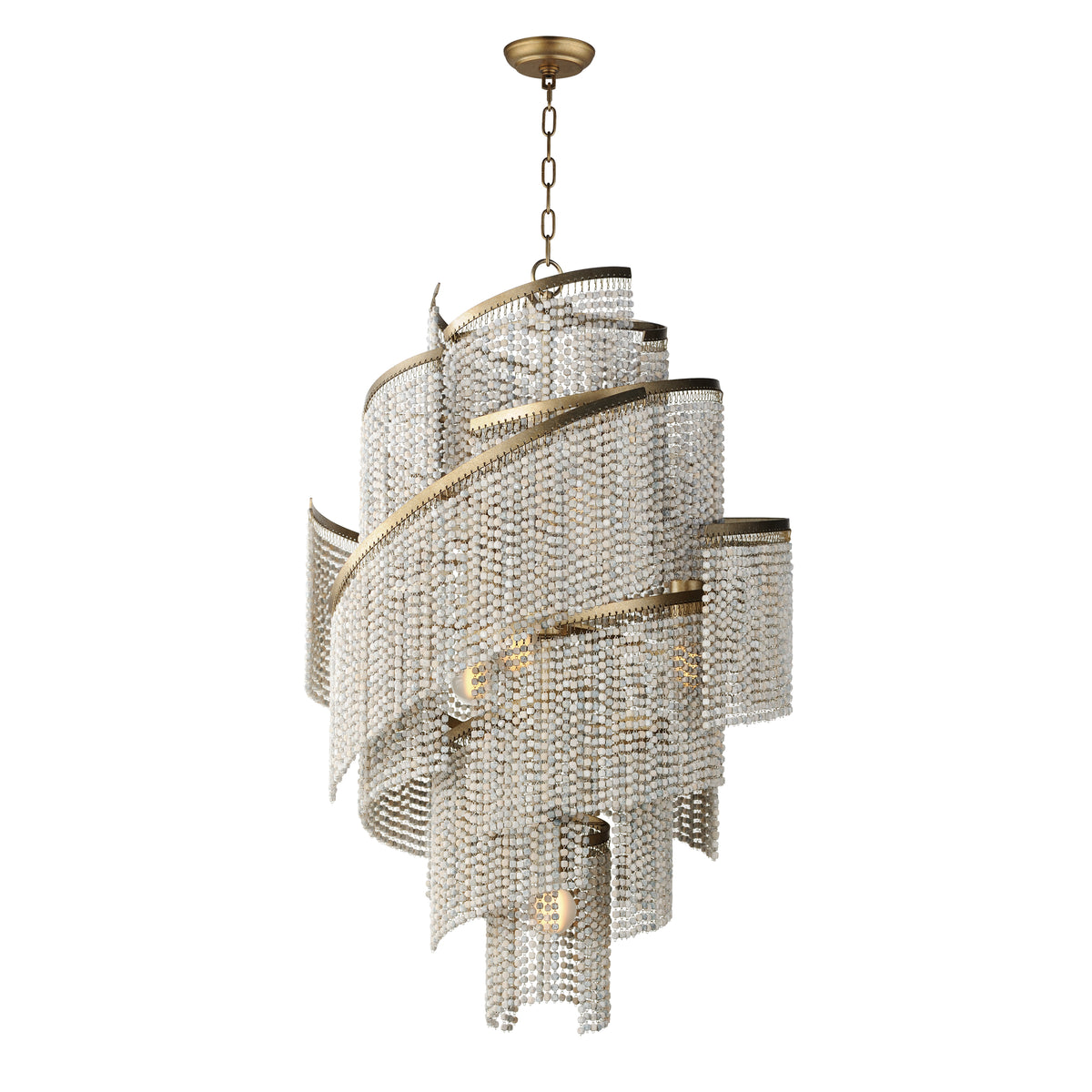 7 Light Cascading Wooden Beaded Chandelier