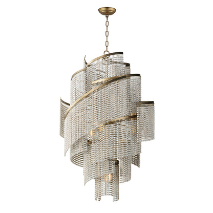 7 Light Cascading Wooden Beaded Chandelier